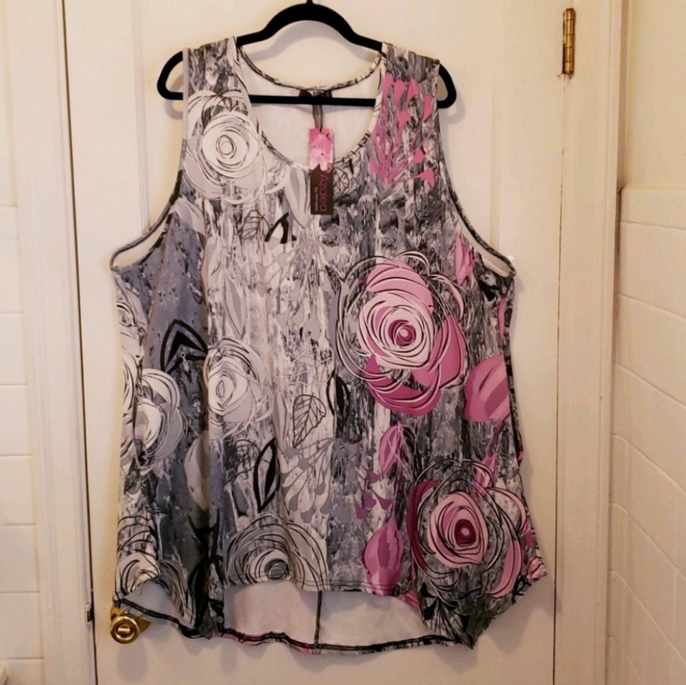 NWT grey/pink tunic w pockets 4X